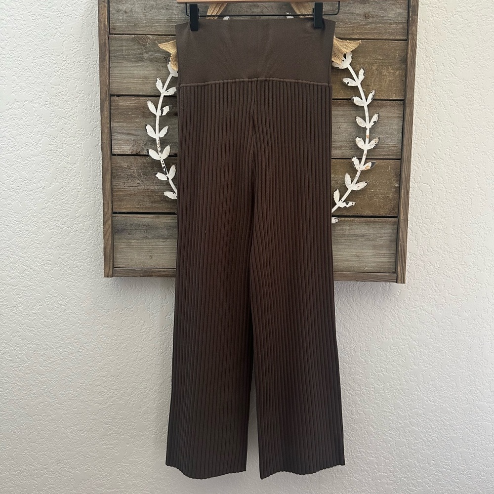 MM Lafleur Finley Chocolate Wide Legging Pants Ribbed Jardigan knit XL NWT